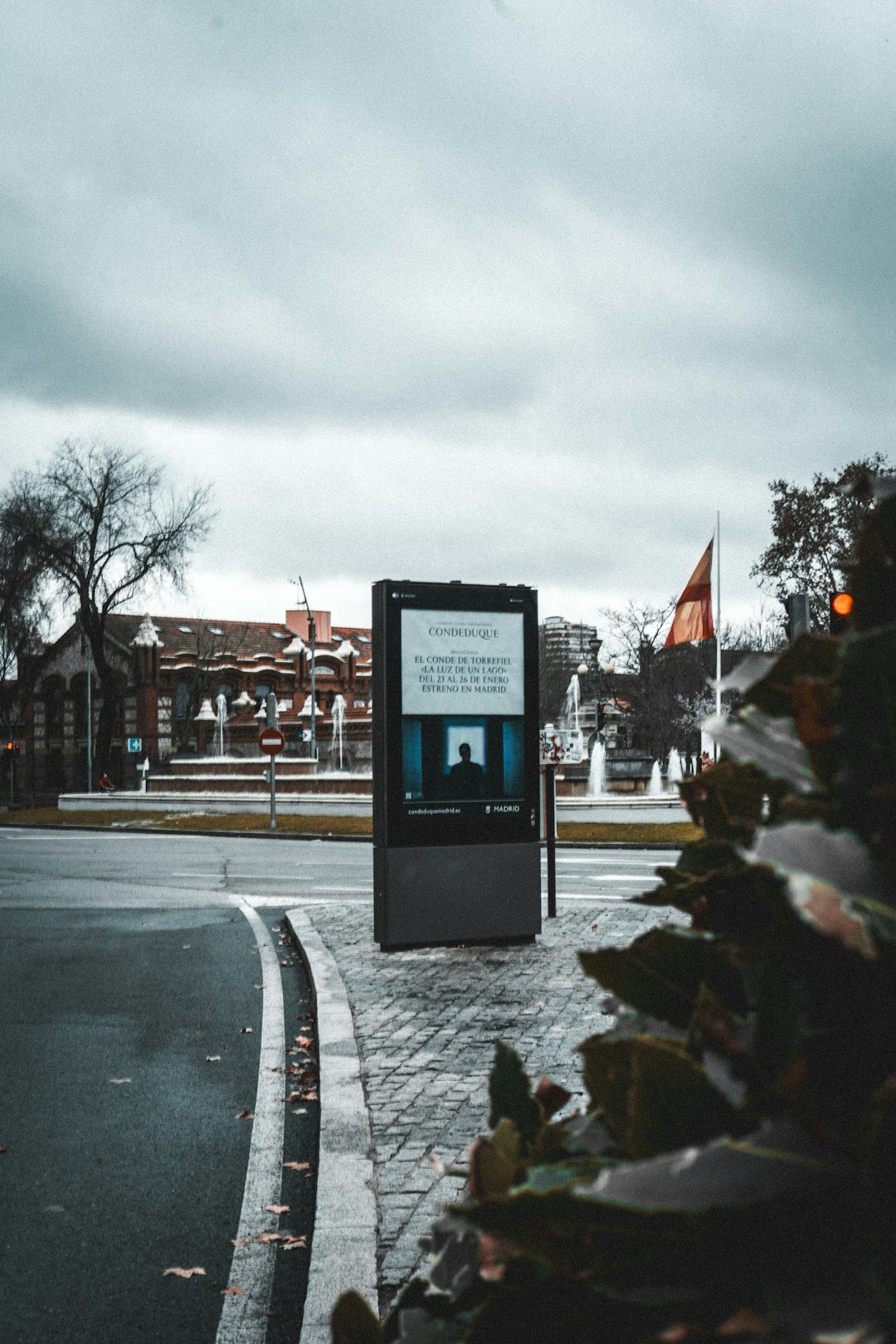 advertising column in city